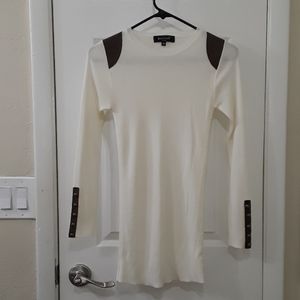 Beulah Crewneck Faux Suede Patch Sweater